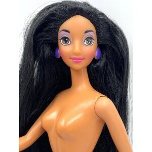Vtg Mattel Barbie Doll Disney Princess Jasmine Long Black Hair Nude for OOAK